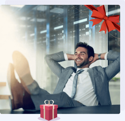 Trader relaxing in an office